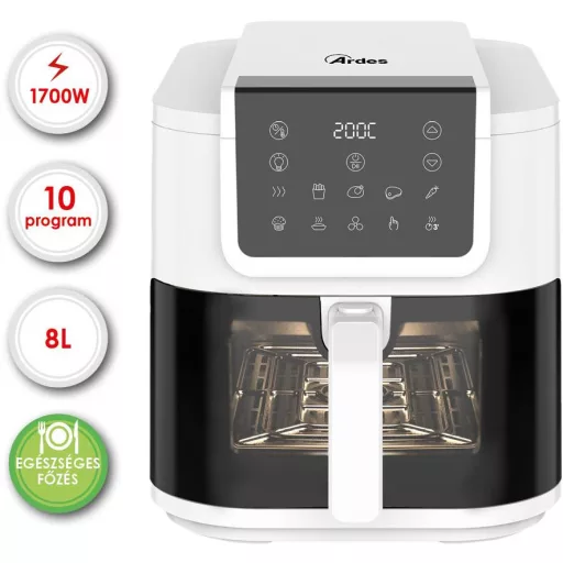 ARDES ARFRYA08LVW 8 literes Air Fryer forrólevegős sütő ajándék ARDES 1T20 kenyérpirítóval - WaterMarkt.hu