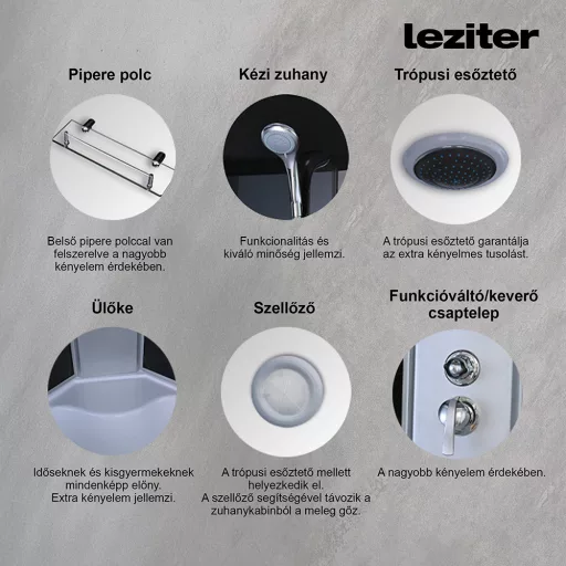 Mila hidromasszázs zuhanykabin - fekete - WaterMarkt.hu
