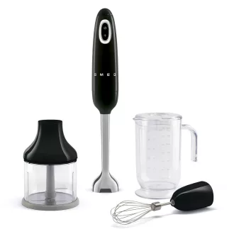 SMEG BOTMIXER SZETT, retro, fekete, tartalma: botmixer, keverőedény, habverő, aprító - WaterMarkt.hu