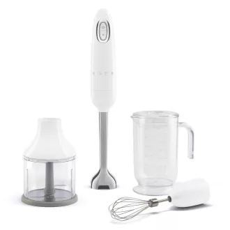 SMEG BOTMIXER SZETT, retro, fehér, tartalma: botmixer, keverőedény, habverő, aprító - WaterMarkt.hu