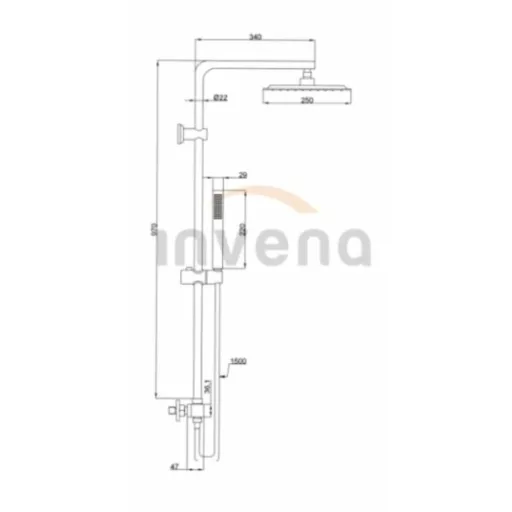 Invena Svart  termosztatikus zuhanyrendszer - Króm - WaterMarkt.hu