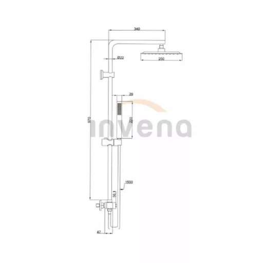Invena Svart termosztatikus zuhanyrendszer - Matt fekete - WaterMarkt.hu
