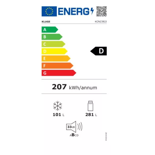 Kluge beépíthető kombi hűtőszekrény alul fagyasztóval, NoFrost, 281L/101L - WaterMarkt.hu