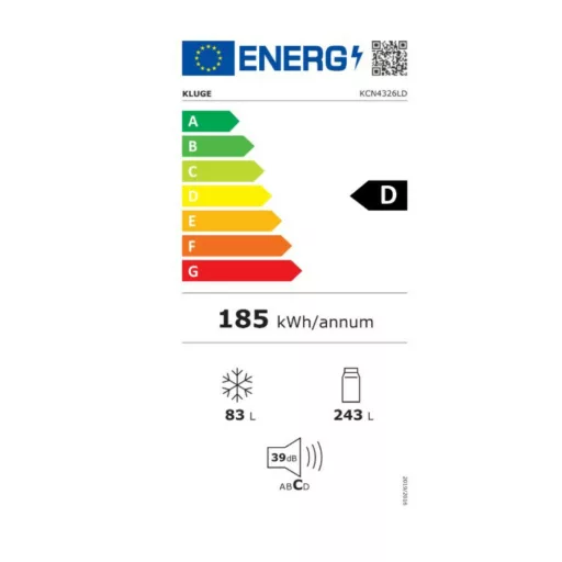Kluge szabadonálló DarkInox kétajtós kombi hűtőszekrény, TotalNoFrost, 243L/83L - WaterMarkt.hu