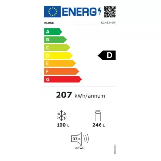 Kluge szabadonálló fehér kétajtós kombi hűtőszekrény, NoFrost, 264L/113L - WaterMarkt.hu