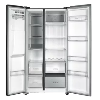 Kluge szabadonálló fekete üveg kétajtós hűtőszekrény, NoFrost, 429L/171L - WaterMarkt.hu