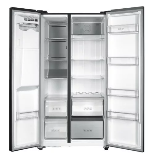 Kluge szabadonálló fekete üveg kétajtós hűtőszekrény, NoFrost, 429L/171L - WaterMarkt.hu