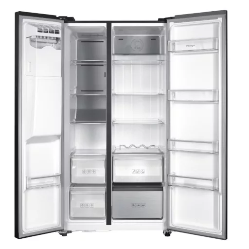 Kluge szabadonálló fekete üveg kétajtós hűtőszekrény, NoFrost, 429L/171L - WaterMarkt.hu