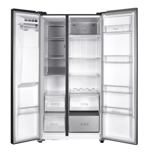 Kluge szabadonálló fekete üveg kétajtós hűtőszekrény, NoFrost, 429L/171L - WaterMarkt.hu