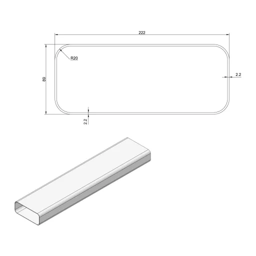 Elica - Lapos csatorna 222X89 mm, hossz: 1000 mm - WaterMarkt.hu