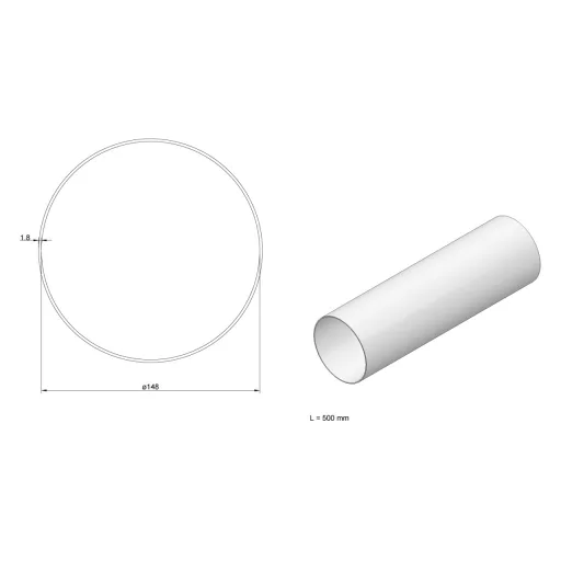 Elica - Légtechnikai cső ø150 mm, hossz: 500 mm - WaterMarkt.hu