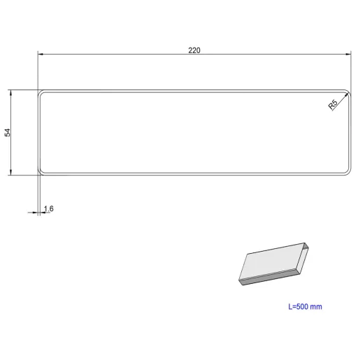 Elica - Lapos csatorna 218X55 mm, hossz: 500 mm - WaterMarkt.hu