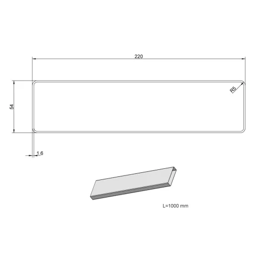 Elica - Lapos csatorna 218X55 mm, hossz: 1000 mm - WaterMarkt.hu
