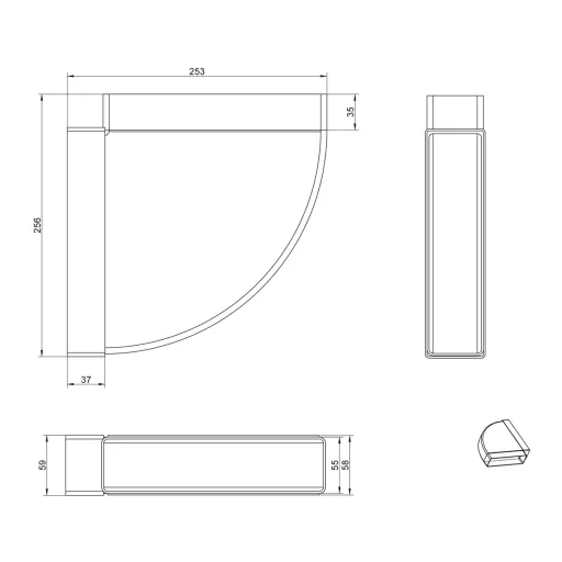 Elica - Lapos csatorna sarok 90° vízszintes 218x55 mm - WaterMarkt.hu