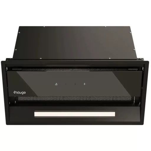 Kluge beépíthető fekete páraelszívó, 52cm, kihajtható fekete üvegpanel - WaterMarkt.hu