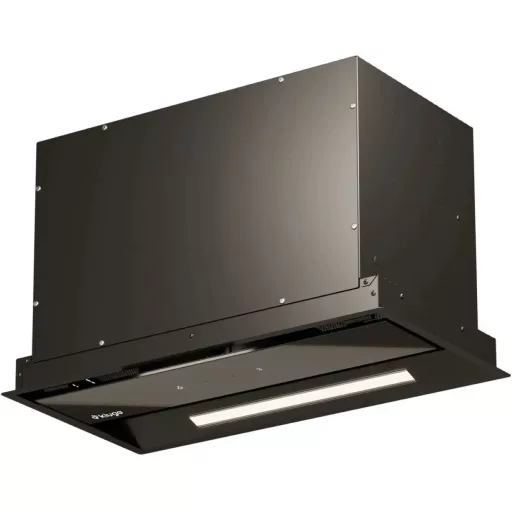 Kluge beépíthető fekete páraelszívó, 52cm, kihajtható fekete üvegpanel - WaterMarkt.hu
