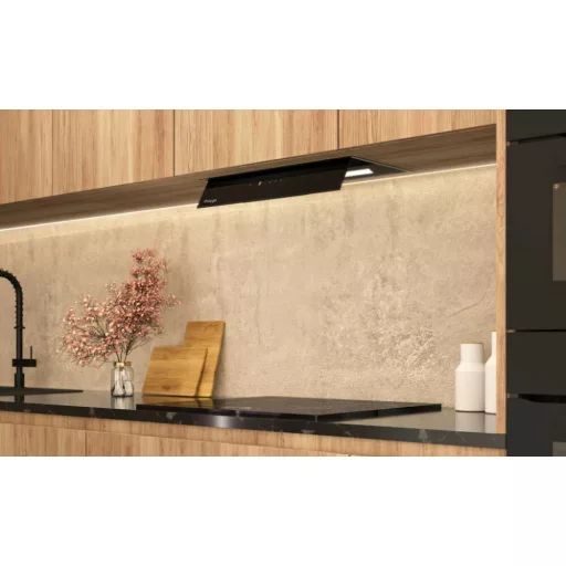 Kluge beépíthető fekete páraelszívó, 52cm, kihajtható fekete üvegpanel - WaterMarkt.hu