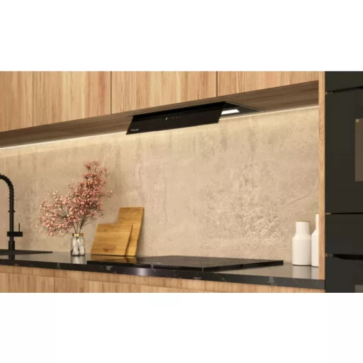 Kluge beépíthető fekete páraelszívó, 52cm, kihajtható fekete üvegpanel - WaterMarkt.hu