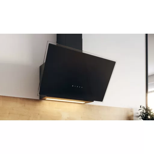 Kluge fali döntött üveg fekete páraelszívó, 80cm, átlátszó kerettel - WaterMarkt.hu