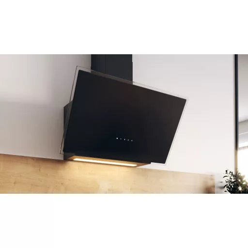Kluge fali döntött üveg fekete páraelszívó, 80cm, átlátszó kerettel - WaterMarkt.hu