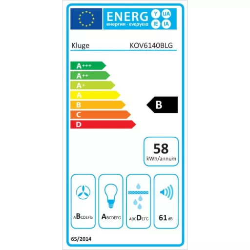 Kluge beépíthető fekete páraelszívó, 60cm, kihajtható fekete üvegpanel - WaterMarkt.hu