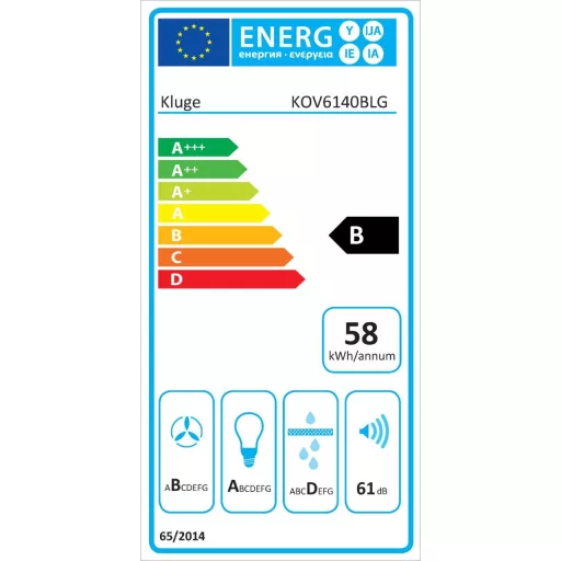 Kluge beépíthető fekete páraelszívó, 60cm, kihajtható fekete üvegpanel - WaterMarkt.hu