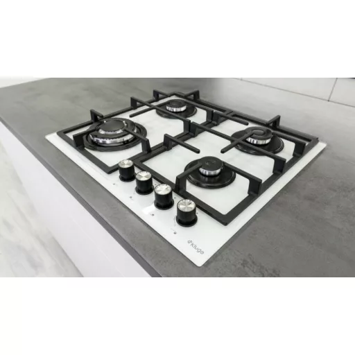 Kluge beépíthető gáz főzőlap, 60 cm, fehér üveg, WOK égő - WaterMarkt.hu