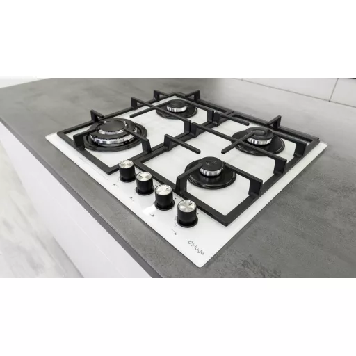 Kluge beépíthető gáz főzőlap, 60 cm, fehér üveg, WOK égő - WaterMarkt.hu