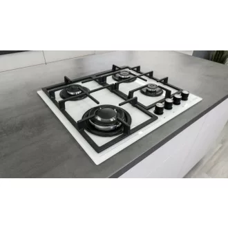 Kluge beépíthető gáz főzőlap, 60 cm, fehér üveg, WOK égő - WaterMarkt.hu