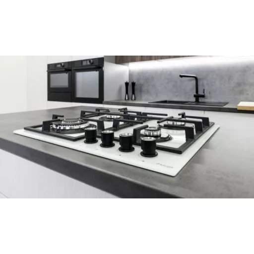 Kluge beépíthető gáz főzőlap, 60 cm, fehér üveg, WOK égő - WaterMarkt.hu