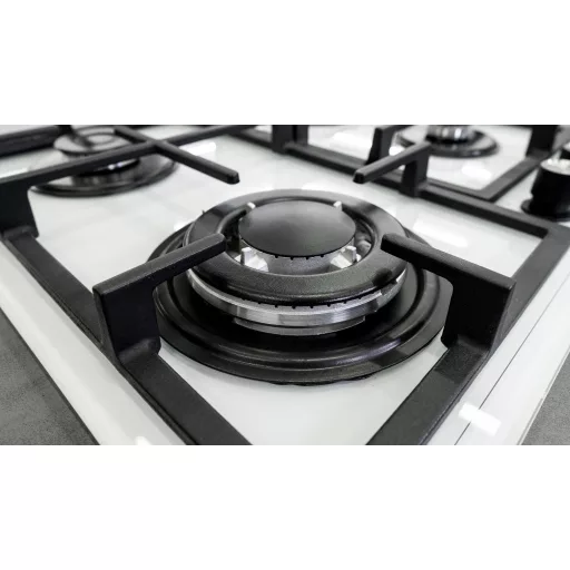 Kluge beépíthető gáz főzőlap, 60 cm, fehér üveg, WOK égő - WaterMarkt.hu
