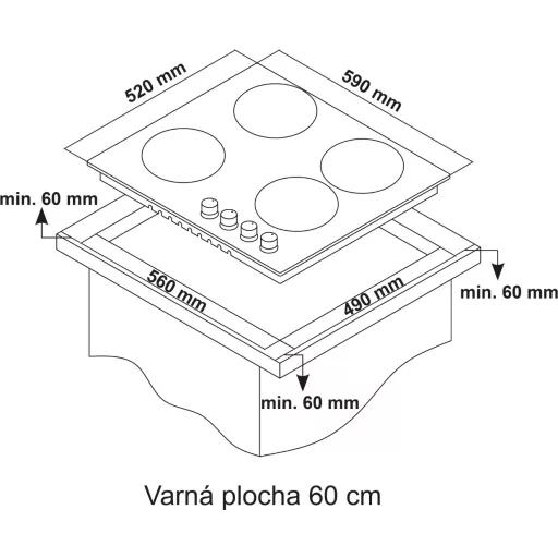 Kluge beépíthető gáz főzőlap, 60 cm, fehér üveg, WOK égő - WaterMarkt.hu