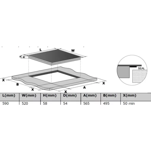 Kluge beépíthető indukciós főzőlap, 60cm, fekete ü., 2 Flexi zóna - WaterMarkt.hu