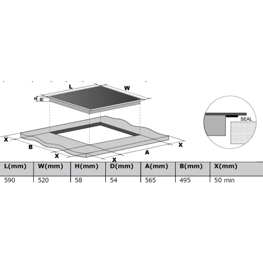 Kluge beépíthető indukciós főzőlap, 60cm, fekete ü., 2 Flexi zóna - WaterMarkt.hu