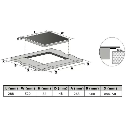 Kluge beépíthető kerámia domino főzőlap, 30cm, fekete ü. - WaterMarkt.hu