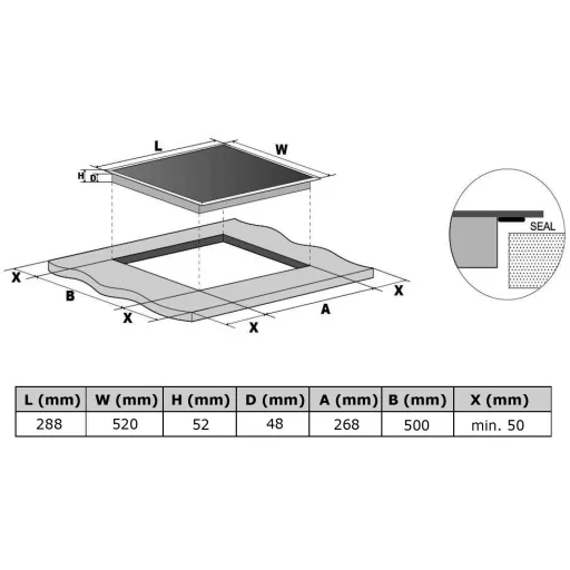 Kluge beépíthető kerámia domino főzőlap, 30cm, fekete ü. - WaterMarkt.hu