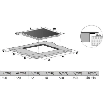 Kluge beépíthető kerámia főzőlap, 60cm, fekete üveg - WaterMarkt.hu