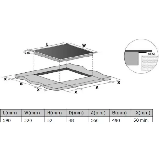 Kluge beépíthető kerámia főzőlap, 60cm, fekete üveg - WaterMarkt.hu