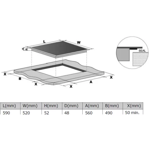 Kluge beépíthető kerámia főzőlap, 60cm, fekete üveg - WaterMarkt.hu