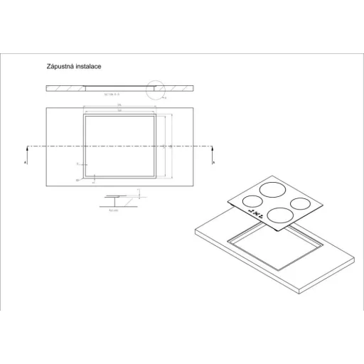 Kluge beépíthető kerámia főzőlap, 60cm, fekete ü., bővíthető zónák - WaterMarkt.hu
