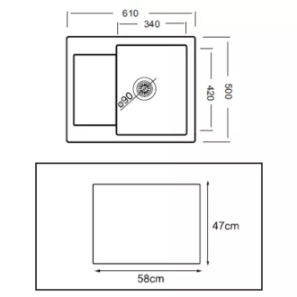 Kevmil gránit KATA exkluzív extra mély egy medencés kis csepptálcás gránit mosogatótál - white - WaterMarkt.hu