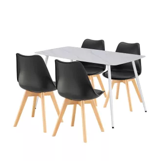 Ravena 4+1 étkező garnitúra fehér-fekete - WaterMarkt.hu