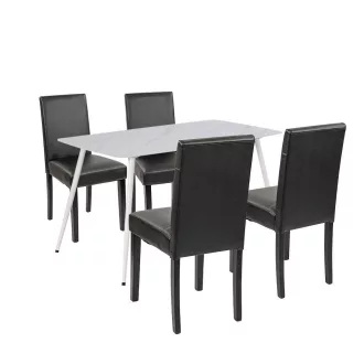 Megan 4+1 étkező garnitúra fehér-fekete - WaterMarkt.hu