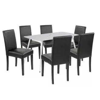 Megan 6+1 étkező garnitúra fehér-fekete - WaterMarkt.hu