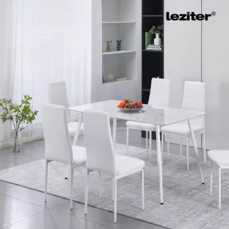 Bora 140 cm szögletes szinterezett kő étkezőasztal fehér - WaterMarkt.hu