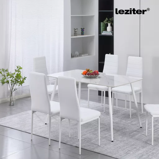 Bora 140 cm szögletes szinterezett kő étkezőasztal fehér - WaterMarkt.hu