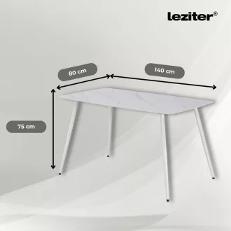 Bora 140 cm szögletes szinterezett kő étkezőasztal fehér - WaterMarkt.hu