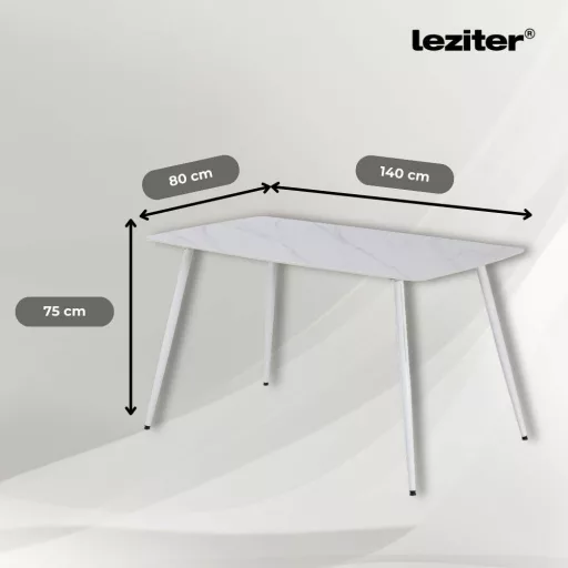 Bora 140 cm szögletes szinterezett kő étkezőasztal fehér - WaterMarkt.hu