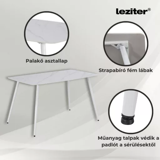 Bora 140 cm szögletes szinterezett kő étkezőasztal fehér - WaterMarkt.hu