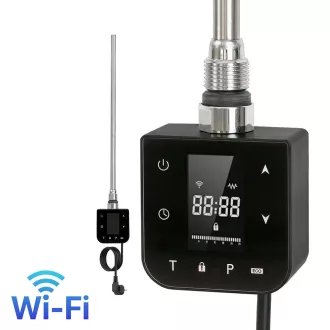 Wifi-s fűtőpatron törölközőszárító radiátorhoz digitális hőfokszabályozóval 400W fekete - WaterMarkt.hu